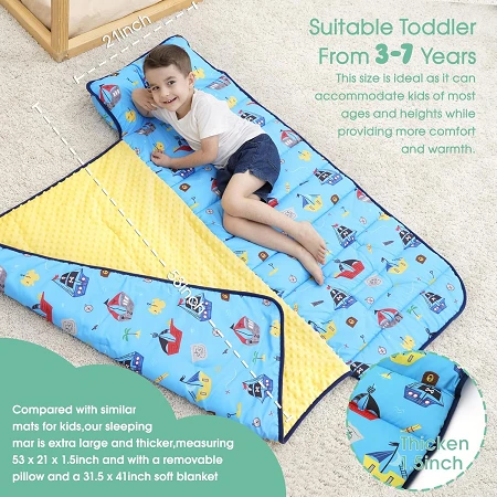 Toddler Nap Mat With Pillow And Blanket, Extra Large Rolled Napping Mats,Slumber Bags For Boys Girls,Kids Sleeping Bag For Daycare, Preschool Travel Camping, Dinosaur Toddler Nap Mat With Pillow And Blanket, Extra Large Rolled Napping Mats,Slumber Bags For Boys Girls,Kids Sleeping Bag For Daycare, Preschool Travel Camping, Dinosaur